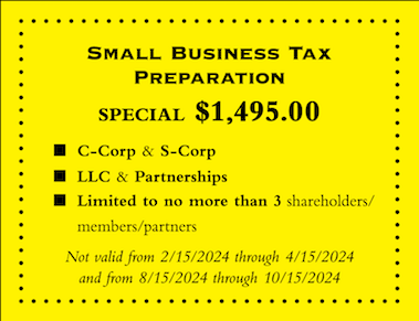 $1,495 Small Business tax preparation coupon